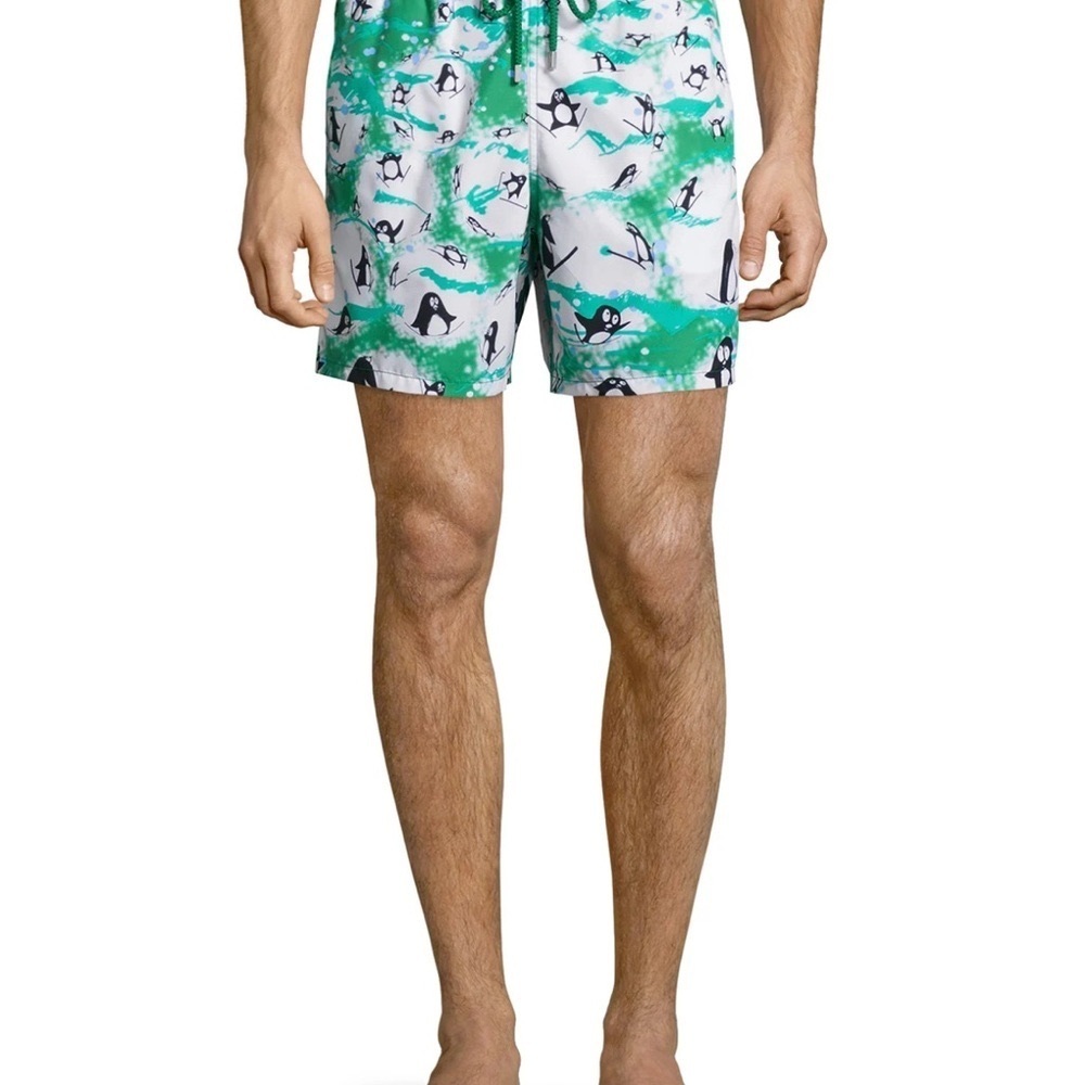Vilebrequin Green and White SANTA’S LITTLE PENGUINS SWIM SHORTS !Size XL